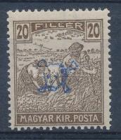 Nyugat-Magyarország II. 1921 Arató 20f próbanyomat szöveg és évszám nélkül, Bodor vizsgálójellel
