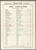 1947 Bp., Park Club étterem / Szövetséges Ellenőrző Bizottság Angol-Amerikai Katonai Missió Park Clubja 4 db étlap