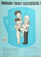 cca 1974 Törődjön többet egészségével (tej)! Egészségügyi felvilágosító plakát, papír, Pénzjegynyomda, 67x48,5 cm