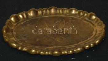 Antik réz fodrozott szélű kis tálca 26cm-es hosszúsággal