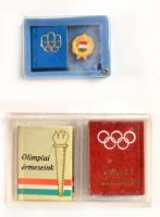 3 db olimpia témájú minikönyv: Olimpiai érmeseink. (2x klf.) + Montreal '76. (Mikrokönyv.) Változó állapotban, műanyag tokban.