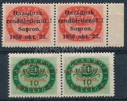 1956 Soproni felülnyomás 1 millió P és 10 millió P párokon. Signed: Leitold (200.000)