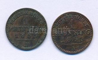 Ausztria 1855A 1pf (1/360 Tallér) Cu Berlin + 1866A 1pf (1/360 Tallér) Cu Berlin T:AU,XF, patina Austria 1855A 1 Pfenning (1/360 Thaler) Cu Berlin + 1866A 1 Pfenning (1/360 Thaler) Cu Berlin C:AU,XF, patina Krause KM#451, KM#480