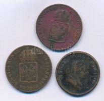 1816B 1kr Cu Körmöcbánya + Ausztria 1780W 1kr Cu "Mária Terézia" Bécs + 1816A 1kr Cu Bécs ...