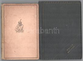 [Villon, Francois]: A szegény Villon tíz balladája és A szép fegyverkovácsné panasza. Ford.: Szabó Lőrinc. Hincz Gyula rajzaival. Bp., [1943], Singer és Wolfner, 71+(1) p. Második kiadás. Kiadói félvászon-kötés, foltos, sérült borítóval és gerinccel, tulajdonosi névbélyegzővel. + Francois Villon balladái Faludy György átköltésében. H.n., é.n., (3)+54 p. Kalóz kiadás. Félvászon-kötésben.