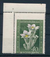 1950 Virág I. 40f ívsarki bélyeg látványosan elfogazva