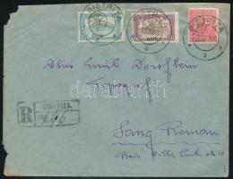 Kolozsvár 1920 Ajánlott levél 3 db megszállási bélyeggel "BISTRITA" Bodor vizsgálójellel