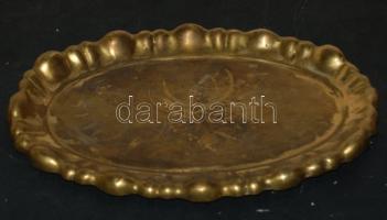 Antik öblös és fodrozott szélű kínáló tálca rézből, 30,5cm-es + fodrozott szél&ucirc; kis tálca ...
