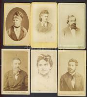 cca 1870-1890 6 db kemnyhátú fotó klf. ritka magyar fényképészek műterméből / 6 vintage photos
