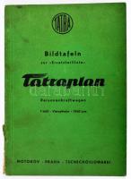cca 1950 Bildtafeln zur "Ersatzteilliste" Tatraplan. Personenkraftwagen. T-600 - Vierzylinder - 1950 ccm. Praha, Motokov, 4+T-76 p. Német nyelven. Fekete-fehér képanyaggal illusztrált. Kiadói papírkötés, kissé kopott, kissé foltos borítóval, a gerincen kis sérüléssel.