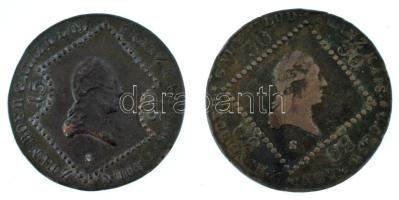 1807S 15kr Cu "I. Ferenc" Szomolnok + 30kr Cu "I. Ferenc" Szomolnok T:VF, patina, ph., karc, verőtő-hiba Hungary 1807S 15 Kreuzers Cu "Franz I" Smolnik + 1807S 30 Kreuzers Cu "Franz I" Smolnik C:VF, patina, edge error, scratch, die-error Krause KM#2138 KM#2149
