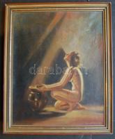 Révay 95 jelzéssel: Női akt, olaj-vászon, keretben 56x45 cm