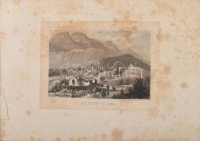 cca 1810 Ischl képes album, 12 db metszettel, foltos lapok