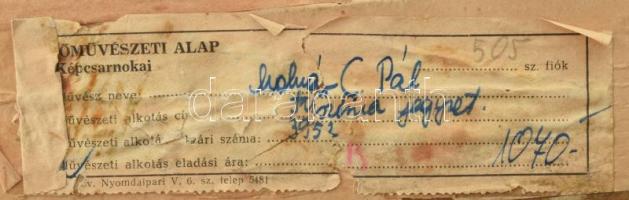 Molnár C. Pál (1894-1981): Ausztrai táj. Olaj, farost, jelezve balra lent: MCP. Hátoldalán Képcsarno...