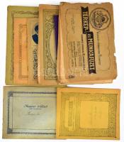 cca 1910-1940 Vegyes különféle iskolai füzet, 18 db, változó állapotban, közte szakadt, sérült is.