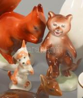 Doboznyi vegyes porcelán tárgy és figura, jelzett, 1-1 sérüléssel