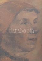 Kunffy Lajos (1869-1962): Női portré. Olaj, papír, jelezve balra lent. Dekoratív, üvegezett fakeretb...