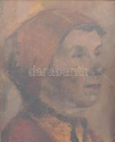 Kunffy Lajos (1869-1962): Női portré. Olaj, papír, jelezve balra lent. Dekoratív, üvegezett fakeretb...