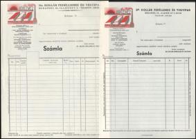 cca 1930-1940 Bárdi József automobil mintaterem és műhely (3 db) és Dr. Kollár Fedéllemez és vegyipari számlák (7 db), összesen 10 db.