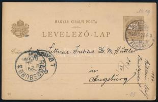 1896 Milleniumi 2kr díjjegyes képeslap Németországba