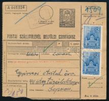 1943 Csomagszállító "BÁRSONYOS" postaügynökségi bélyegzéssel