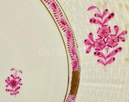 Herendi Apponyi pupur mintás pecsenyés kínáló. Jelzett, aranyozáson kopással, 36,5x28 cm