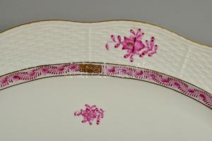 Herendi Apponyi pupur mintás pecsenyés kínáló. Jelzett, aranyozáson kopással, 36,5x28 cm