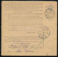 1943 Csomagszállító "RÁBAKECZÖL" postaügynökségi bélyegzéssel