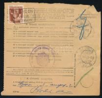 1943 Csomagszállító 5 bélyeggel és "NAGYDÉM" postaügynökségi bélyegzéssel