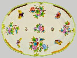 Herendi Viktória mintás percsenyés kínálótál. Jelzett, kopással, 38,5x28,5 cm