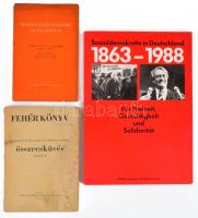 Vegyes könyvtétel, 3 db:   Sozialdemokratie in Deutschland 1863-1988. Für Freiheit, Gerechtigkeit und Solidarität. Bonn, 1986, SPD. Német nyelven. Kiadói papírkötés.;   Nemetgazdaságunk új feladatai. Gerő Ernő, Vas Zoltán, Vajda Imre felszólalásai a MDP Központi vezetőségének ülésén 1948. november 27. én. Bp., 1948, Szikra. Kiadói papírkötés.;   Fehér könyv. A magyar köztársaság és demokrácia elleni összeesküvés okmányai. 1947, Magyar Tájékoztatásügyi Minisztérium. Kiadói papírkötés, borító hiánnyal, foltos, rossz állapotban.