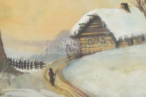 Schwott L jelzéssel (Schwott Lajos?): Hazafelé. Akvarell, selyem. Üvegezett fakeretben. 25x33 cm