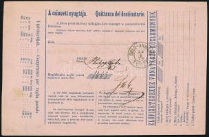 1878.aug.27. Magyar-olasz nyelvű postautalvány 5kr + 20kr díjkiegészítéssel "FIUME" - &quo...