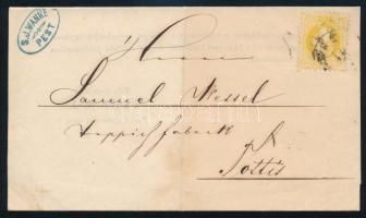 1868 2kr nyomtatványon "(P)EST" - "TATA", 1868 2kr on printed matter "(P)EST" - "TATA"