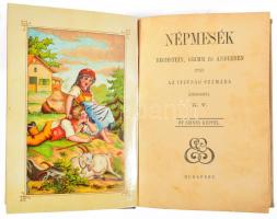 Népmesék. Bechstein, Grimm és Andersen után az ifjúság számára átdolgozta K. V. Bp. Révai és Salamon, 4 tábla, 1 hiánnyal. Félvászon kötés, tékában, ajándékozási sorokkal.
