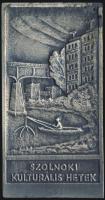 1965. "Szolnoki Kulturális Hetek" szögletes ffém plakett T:2 Eredeti díszdobozban!