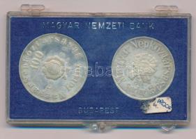 1973. 50Ft Ag + 100Ft Ag "Petőfi" pár eredeti, plomba nélküli MNB plasztiktokban T:AU (eredetileg PP) folt Adamo EM41, EM42