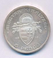 1938. 5P Ag "Szent István" T:AU patina Adamo P8.1