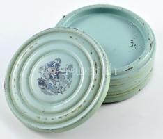 cca 1960 Svájci zeneszerkezetes fém tartóedény, jelzett, kopással, d: 12,5 cm