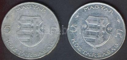 1947. 5Ft Ag "Kossuth" (2x) T:2/3,3 ph