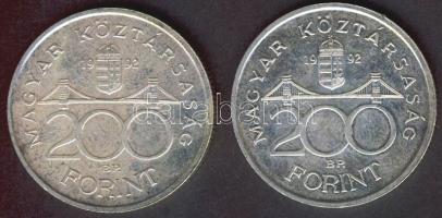 1992. 200Ft Ag "MNB" (2x) T:BU,2