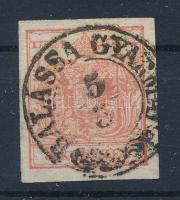 1850 3kr HP III vízjeles ívszéli nyomat "BALASSA GYARMAT"