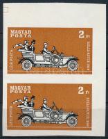 1970 Autó 2Ft ívsarki pár vágott fázisnyomat gumi nélküli papíron, a lila, a piros és a sárga színek hiányával