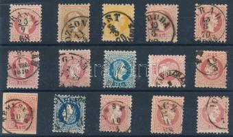 1867 15 db bélyeg közte szép / olvasható bélyegzések