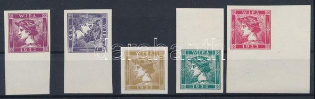 1851 Merkúr Hírlapbélyeg 5 klf. színű utánnyomat az 1933 évi WIPA bélyegkiállításra