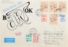 Torok Sándor (1936-2006): Bartók, post mail-art (mail art mű), 1995. Vegyes technika, nyomat, kolláz...