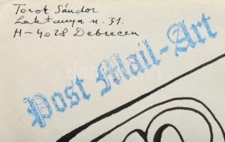 Torok Sándor (1936-2006): Bartók, post mail-art (mail art mű), 1995. Vegyes technika, nyomat, kolláz...