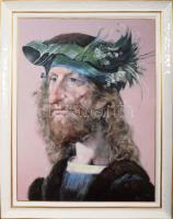 Hollóházi Szász Endre által tervezett mintával díszített porcelán kép, porcelán kerettel. Kézzel aranyozott 25x30 cm