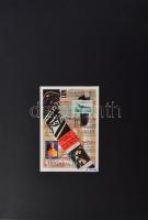 Joseph Kadar (1936-2019): Hommage a Bartók (mail art mű). Vegyes technika, nyomat, kollázs, papír, jelzett. Kartonra kasírozva. Joseph Kádárnak címezve. Joseph Kadar gyűjteményi bélyegével és bélyegzésével. 17x11 cm