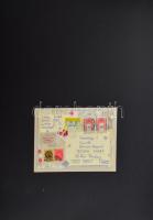 K. Kabai Lóránt (1977-2022): Hommage a Bartók (mail art mű). Vegyes technika, kollázs, papír, jelzett. Kartonra kasírozva. Joseph Kadarnak (1936-2019) küldve, gyűjteményi pecsétjével (Collection Kadar). 11,5x15,5 cm